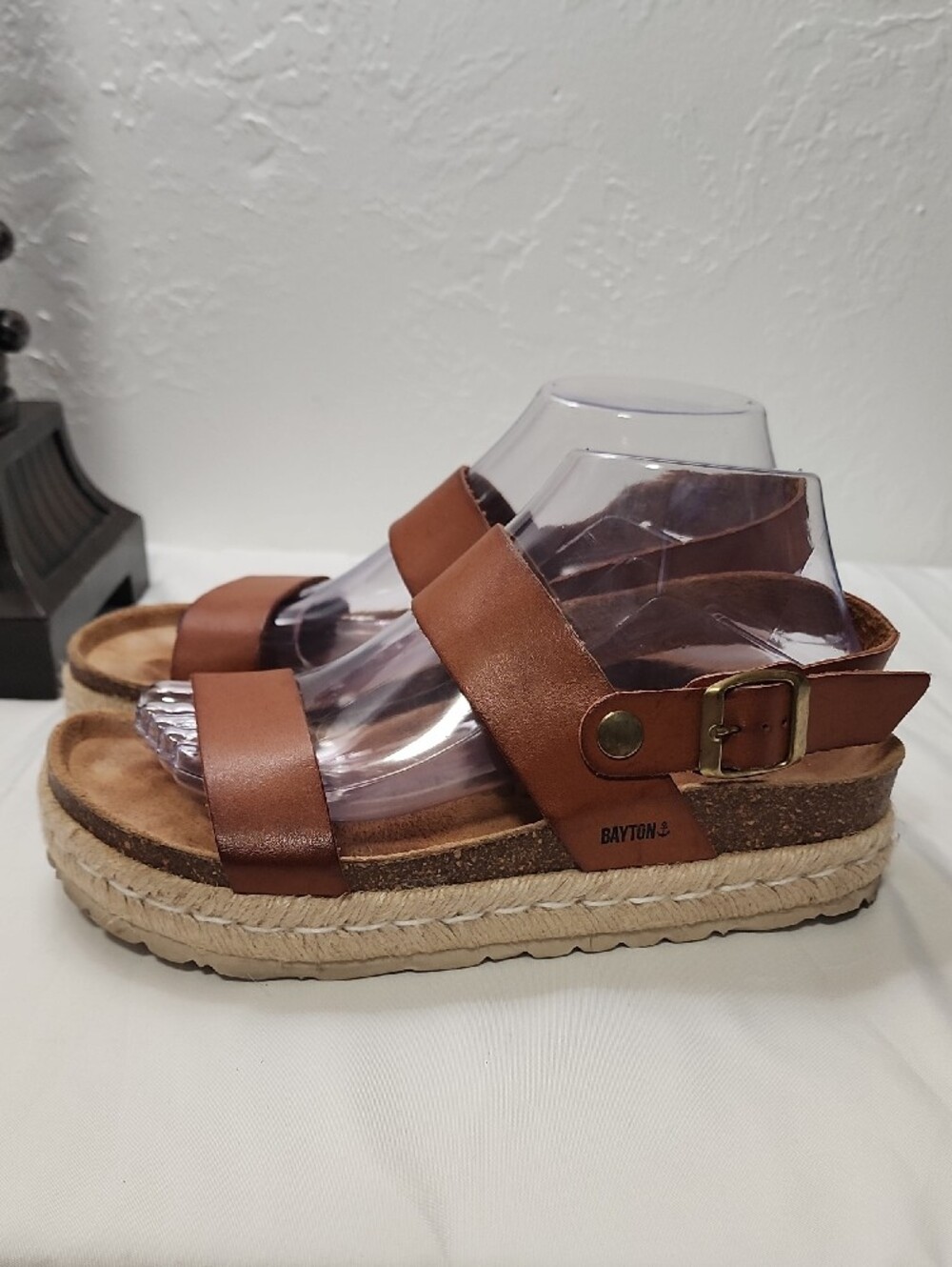 Women’s Tan Platform Espadrille Sandals with Ankle Strap - Picture 3 of 8